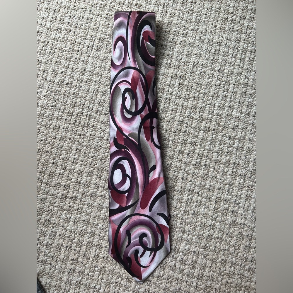 J. Garcia Artistic Swirl Tie in Burgundy and Khaki